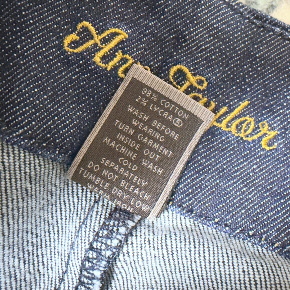 90s Ann Taylor Dark Wash Denim Pencil Skirt Knee Length Contoured Silhouette 2 S - Picture 8 of 12